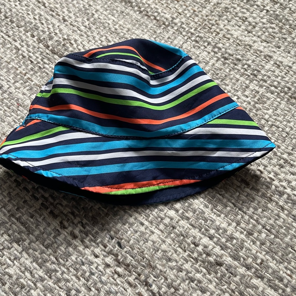 Bucket hat one size striped strap travel‎ vacation beach baby coastal colorful